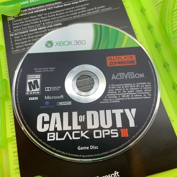 Xbox 360 Call of Duty Black Ops III Game Preowened w/ Case Microsoft - Picture 11 of 13